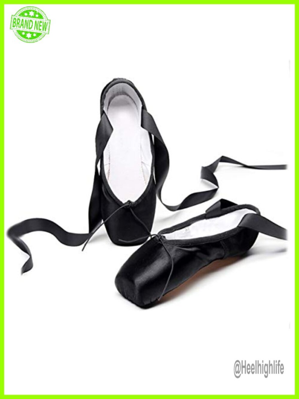 Satin Ballet Pointe Shoes with Sewed Ribbon - Women's Dance Slippers